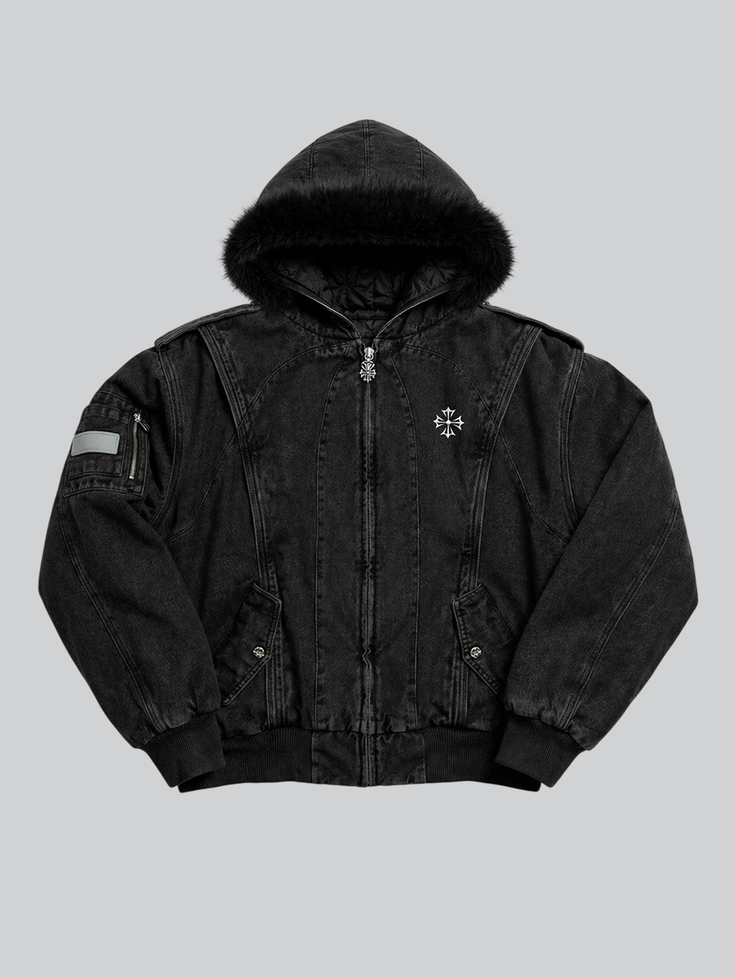 Fur Forged Denim Bomber