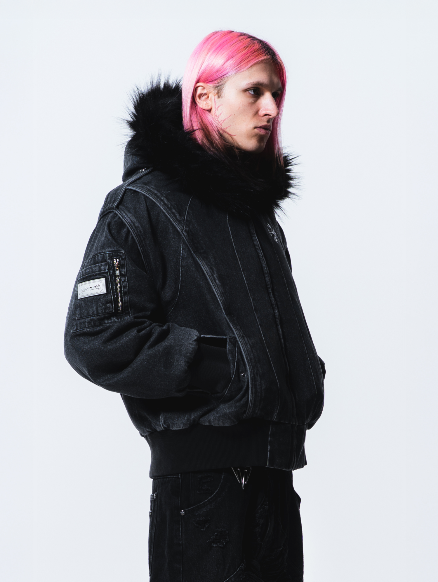 Fur Forged Denim Bomber