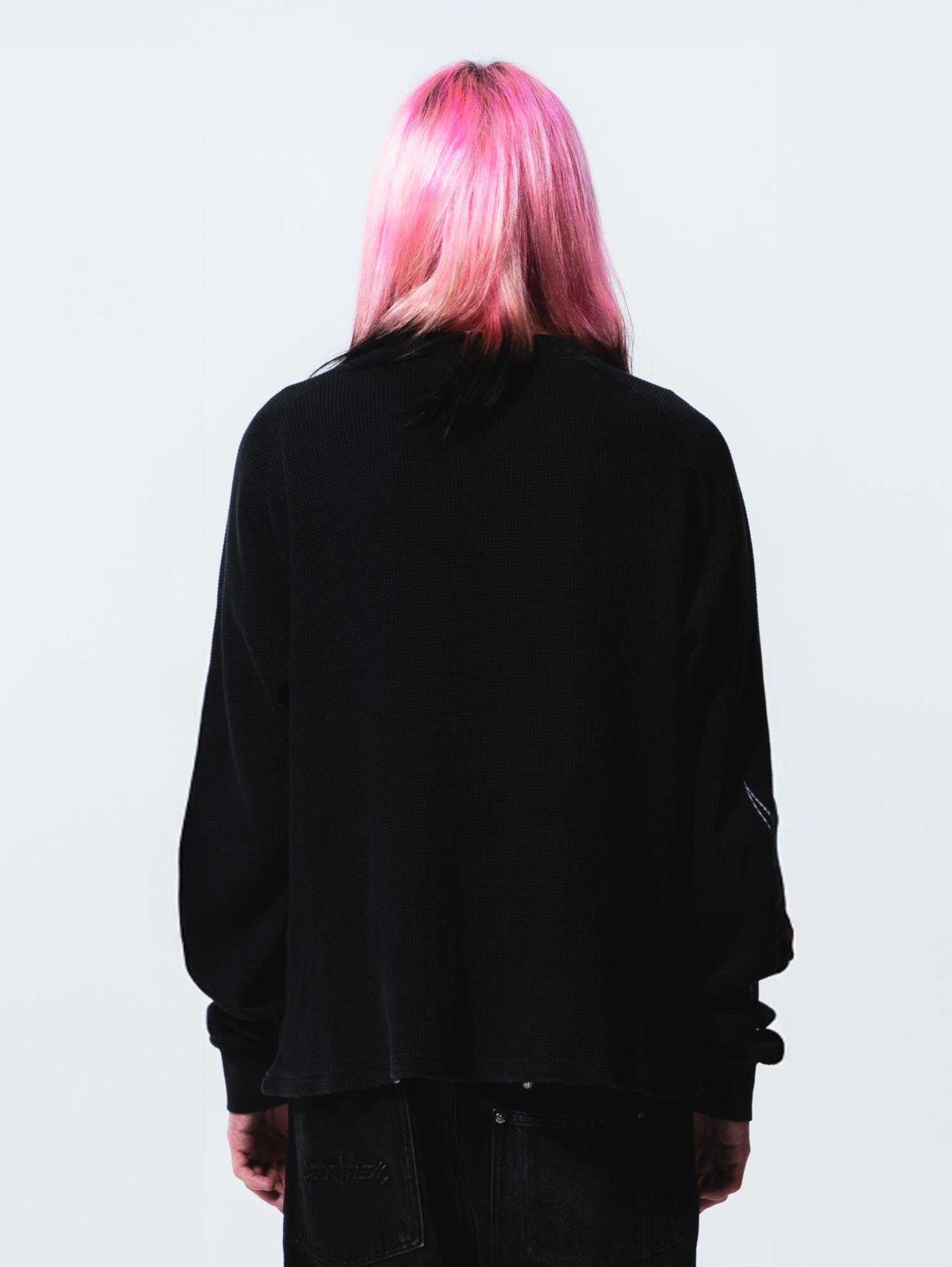 Script Longsleeve Waffle Black