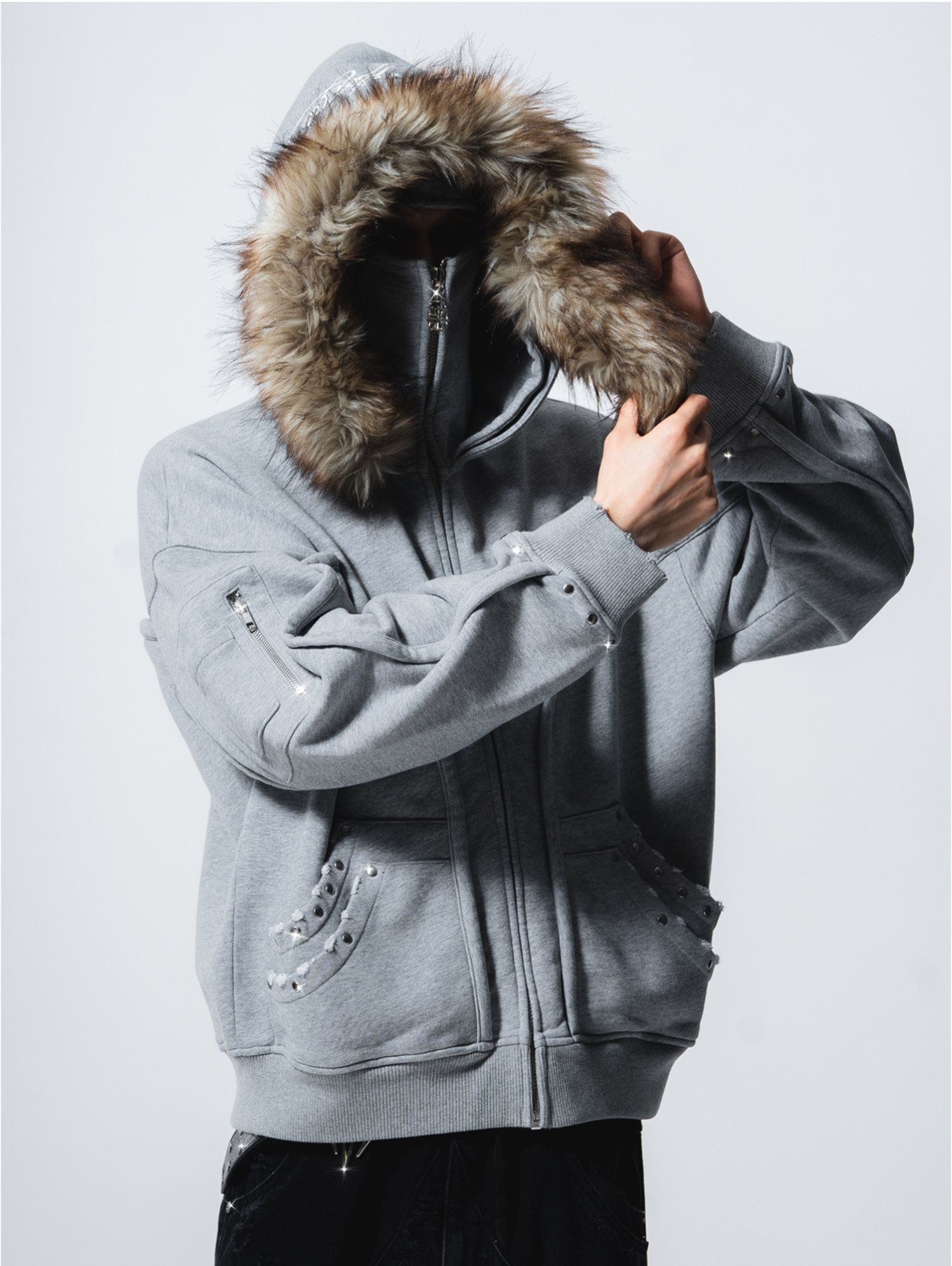 Fur Phantom Hoodie Grey