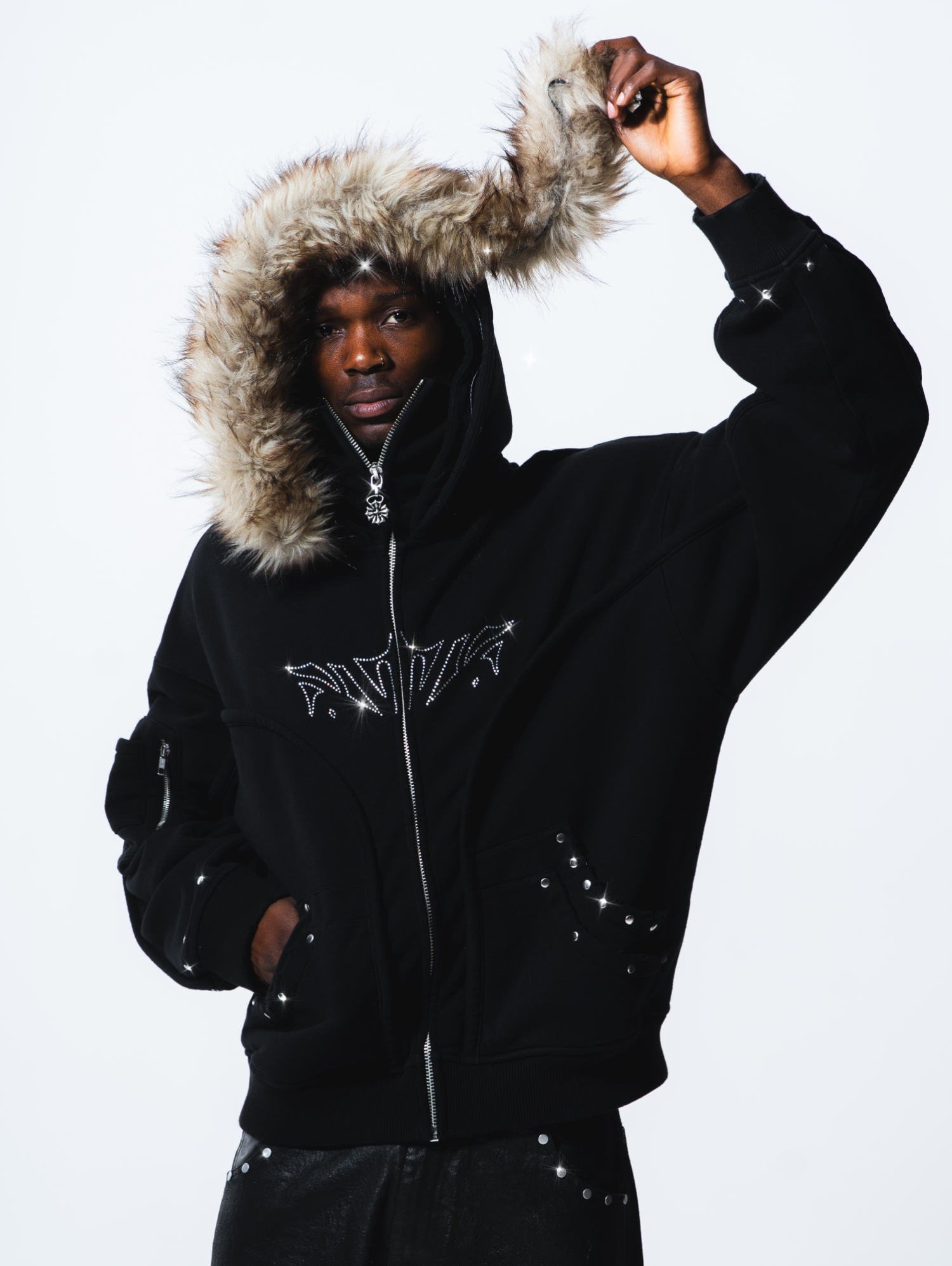 Fur Phantom Hoodie Black